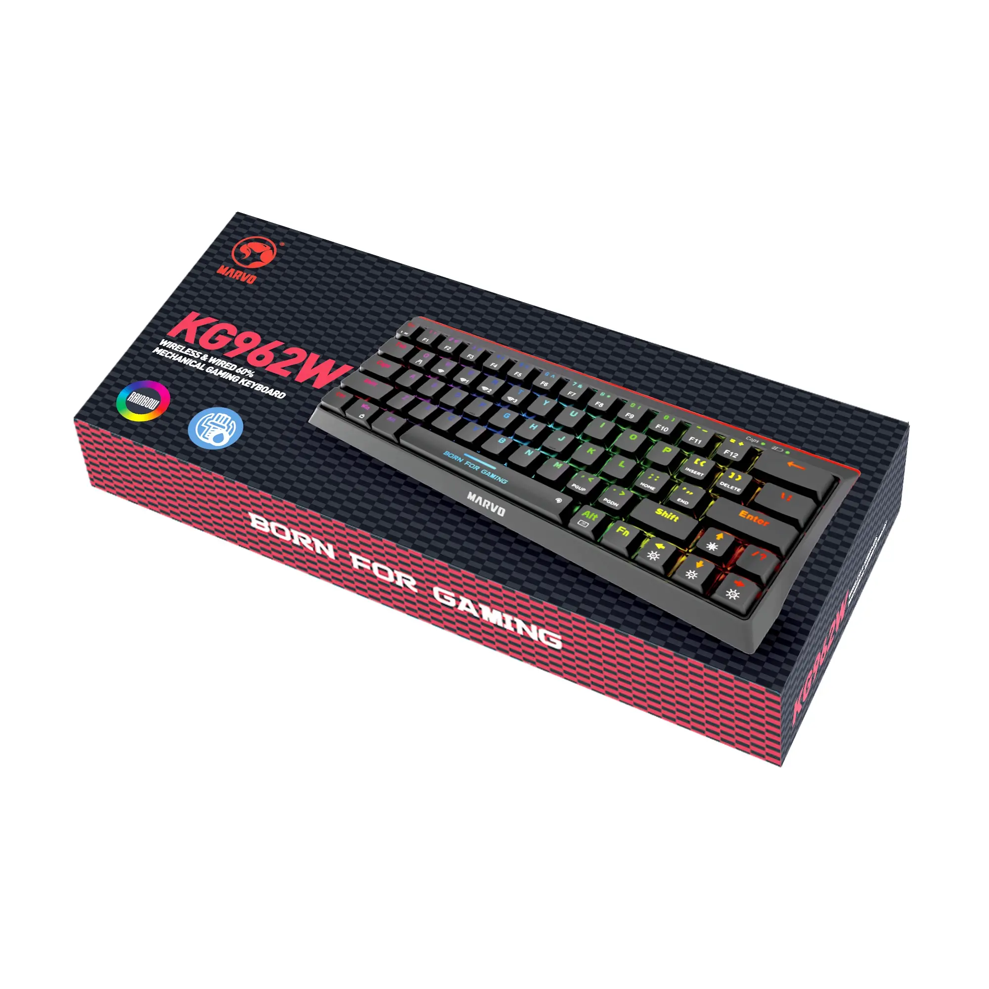 Marvo безжична механична геймърска клавиатура Wireless Gaming Mechanical keyboard Hecate 61WR Black - KG962W-R - Bluetooth 5.0, 63 keys - image 10