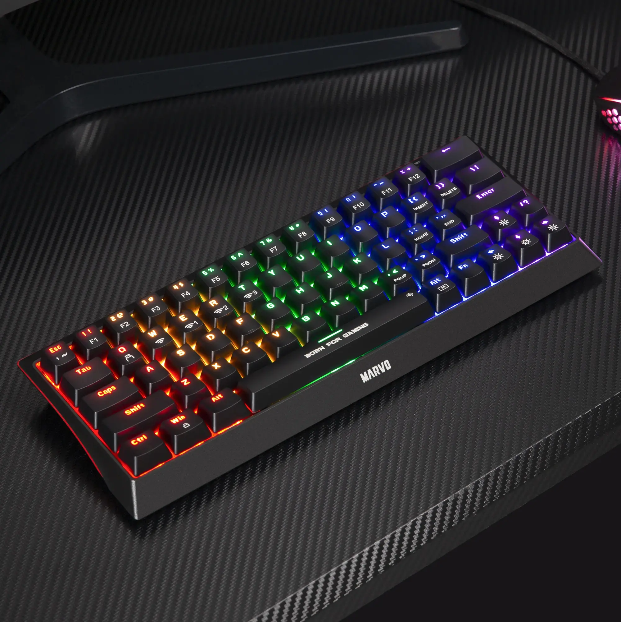 Marvo безжична механична геймърска клавиатура Wireless Gaming Mechanical keyboard Hecate 61WR Black - KG962W-R - Bluetooth 5.0, 63 keys - image 7