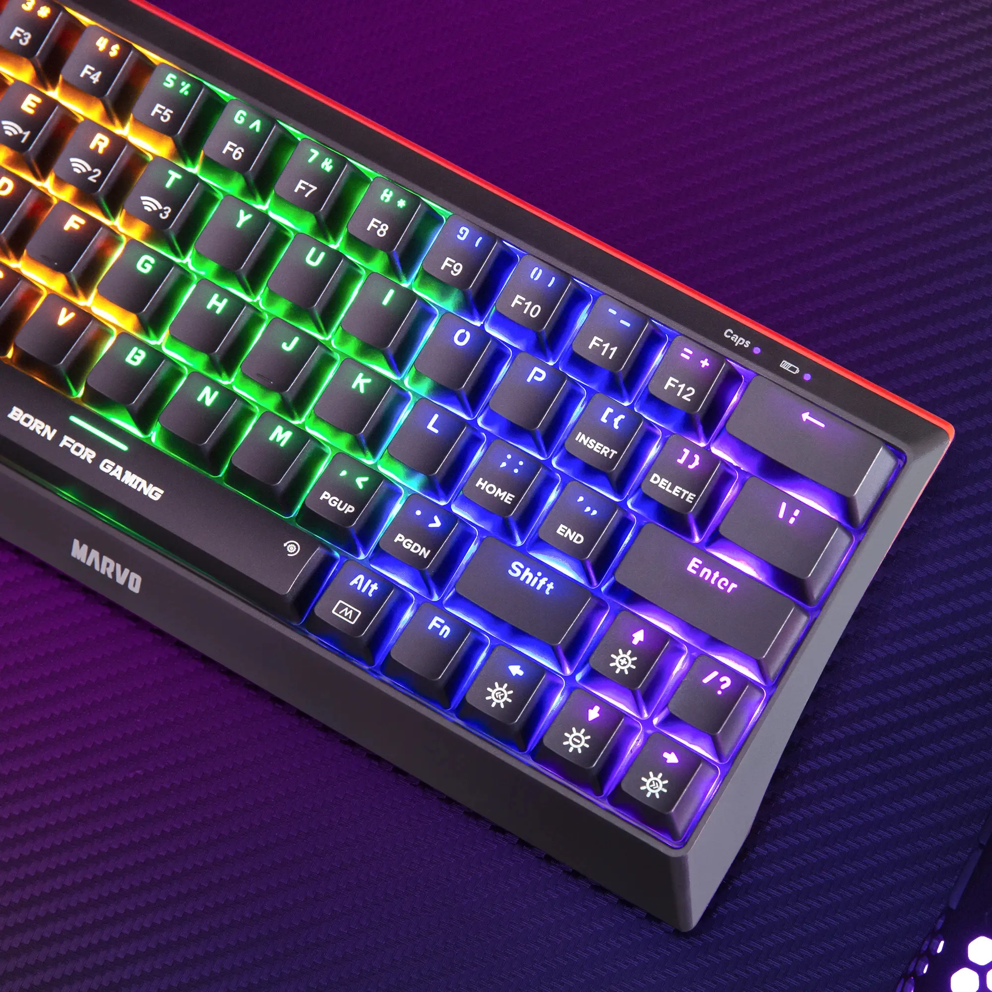 Marvo безжична механична геймърска клавиатура Wireless Gaming Mechanical keyboard Hecate 61WR Black - KG962W-R - Bluetooth 5.0, 63 keys - image 8