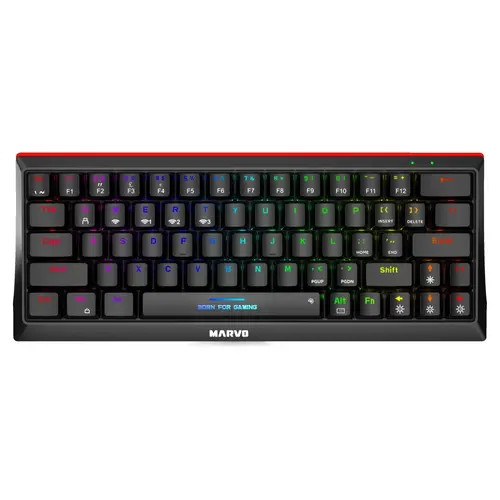 Marvo tastatură mecanică de gaming fără fir Hecate 61WR Negru - KG962W-R - Bluetooth 5.0, 63 de taste - 1