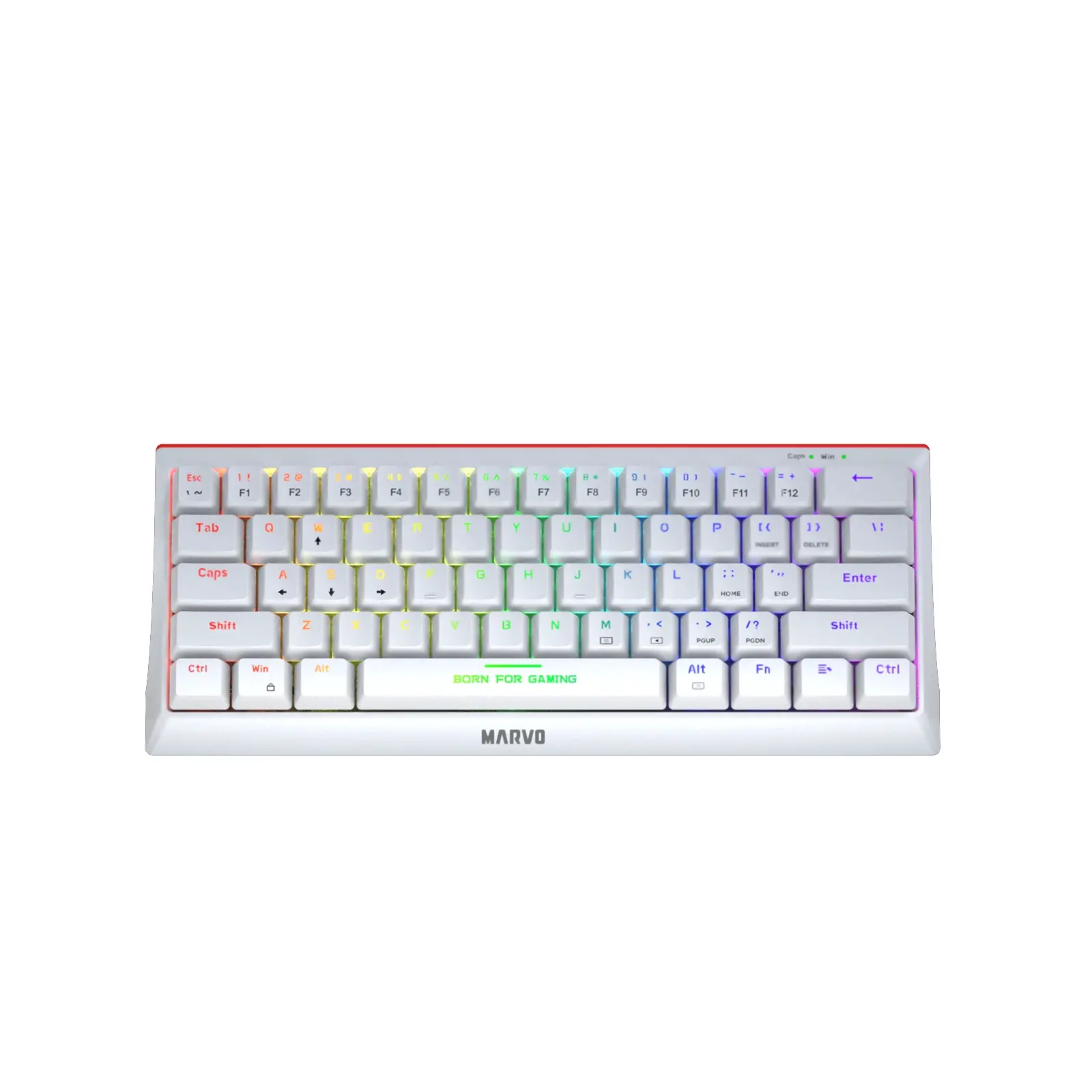 Marvo геймърска клавиатура Gaming Mechanical keyboard 61 keys TKL Hecate 61R WH - KG962G White - RED switches, RGB (English US)
