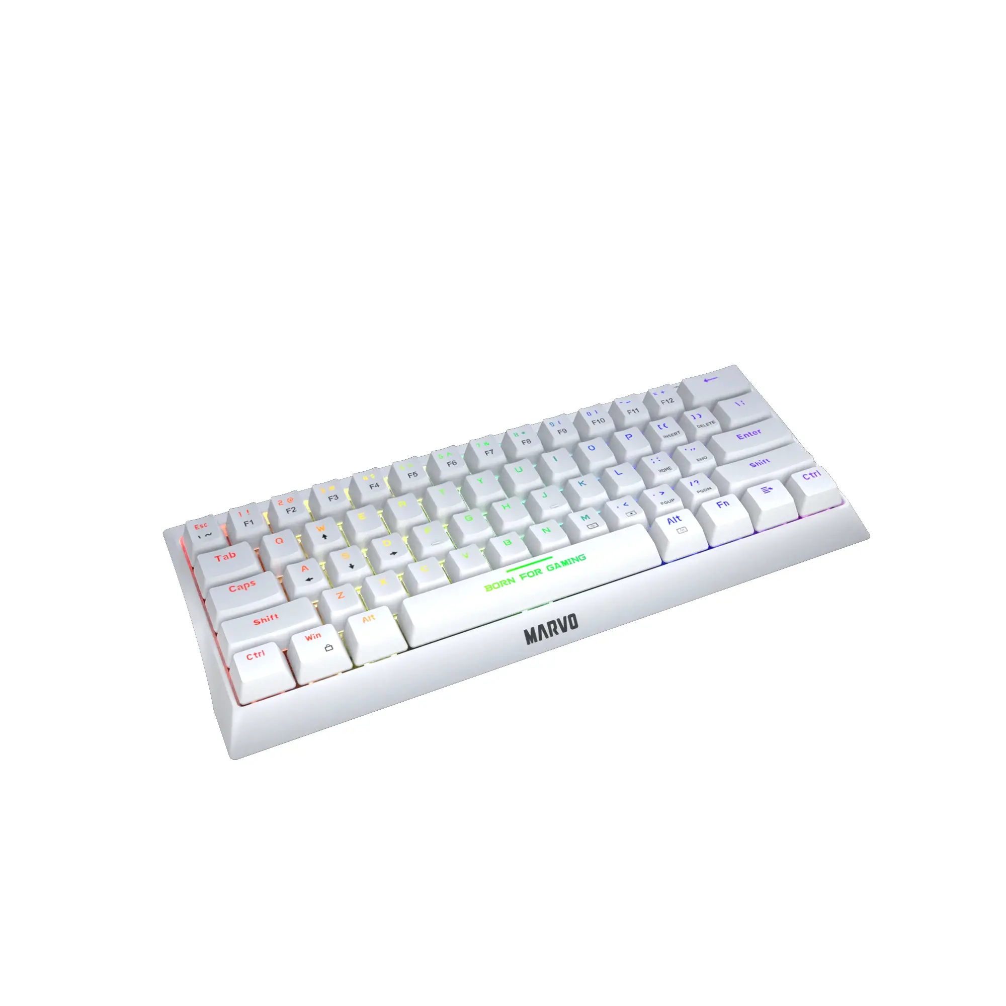 Marvo геймърска клавиатура Gaming Mechanical keyboard 61 keys TKL Hecate 61R WH - KG962G White - RED switches, RGB (English US) - image 1