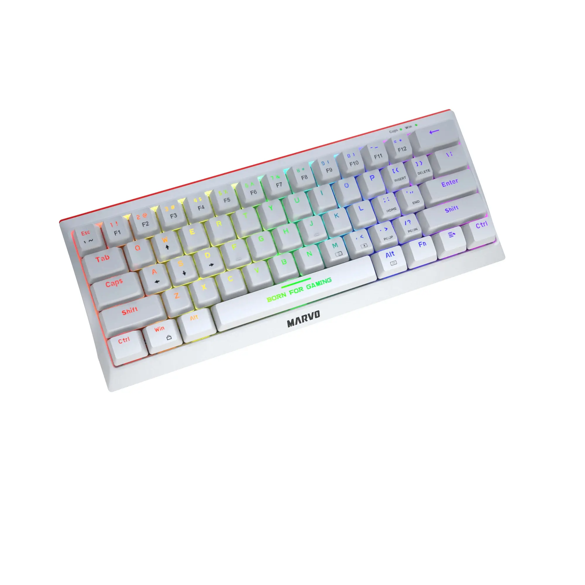 Marvo геймърска клавиатура Gaming Mechanical keyboard 61 keys TKL Hecate 61R WH - KG962G White - RED switches, RGB (English US) - image 2