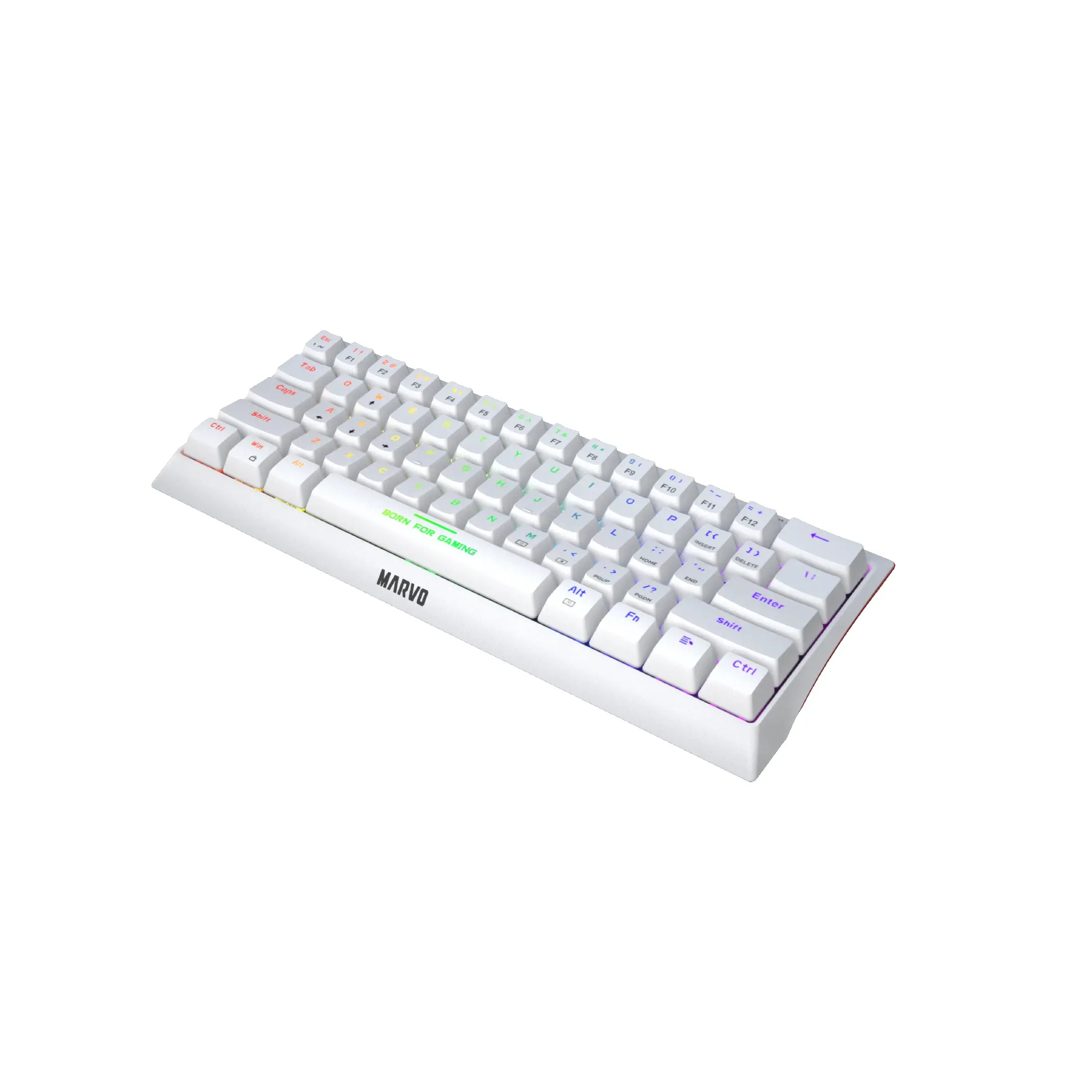 Marvo геймърска клавиатура Gaming Mechanical keyboard 61 keys TKL Hecate 61R WH - KG962G White - RED switches, RGB (English US) - image 3