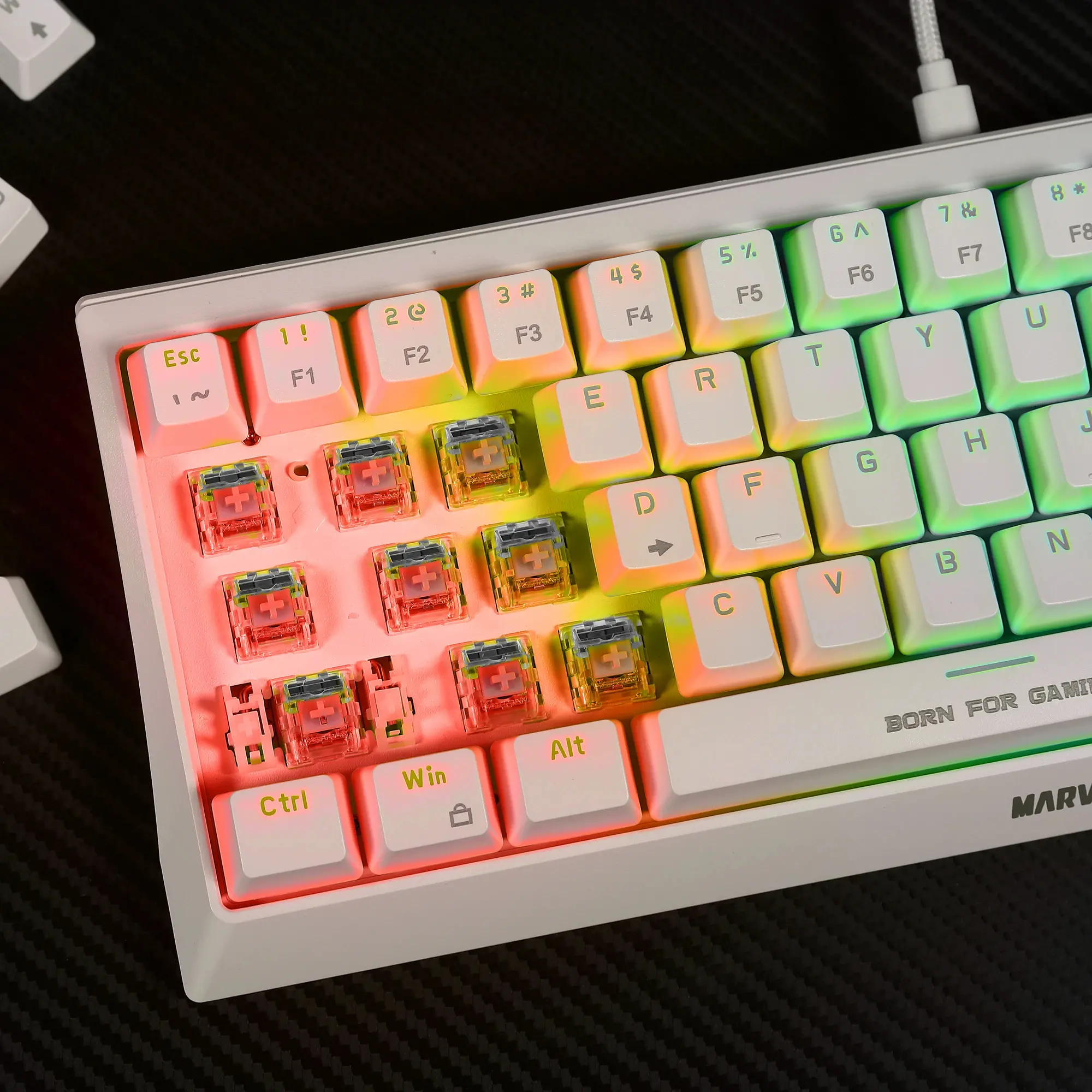Marvo геймърска клавиатура Gaming Mechanical keyboard 61 keys TKL Hecate 61R WH - KG962G White - RED switches, RGB (English US) - image 8