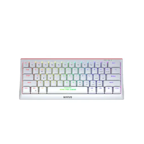Marvo tastatură mecanică de gaming 61 de taste TKL Hecate 61R WH - KG962G Alb - switch-uri RED, RGB (Engleză US) - 1