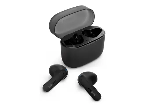 PHILIPS слушалки TWS тапи черни до 28 часа време за възпроизвеждане