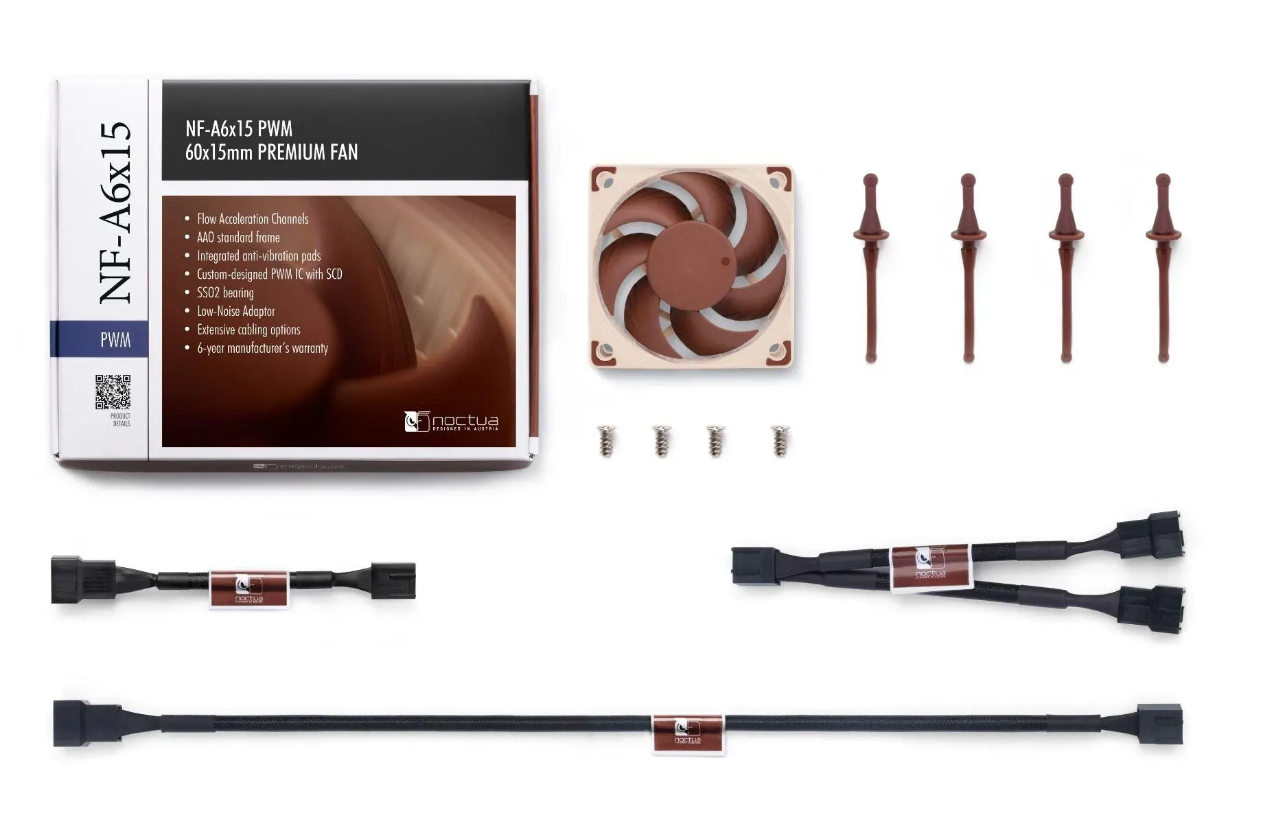 Noctua Вентилатор Fan 60x60x15mm PWM 550-3500rpm NF-A6x15 PWM - image 4