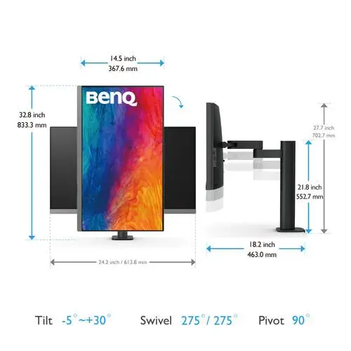 Monitor BenQ PD2706UA, 27 inch, W-LED, IPS, 3840x2160, 60Hz, HDMI, DP, USB-C PD - image 5
