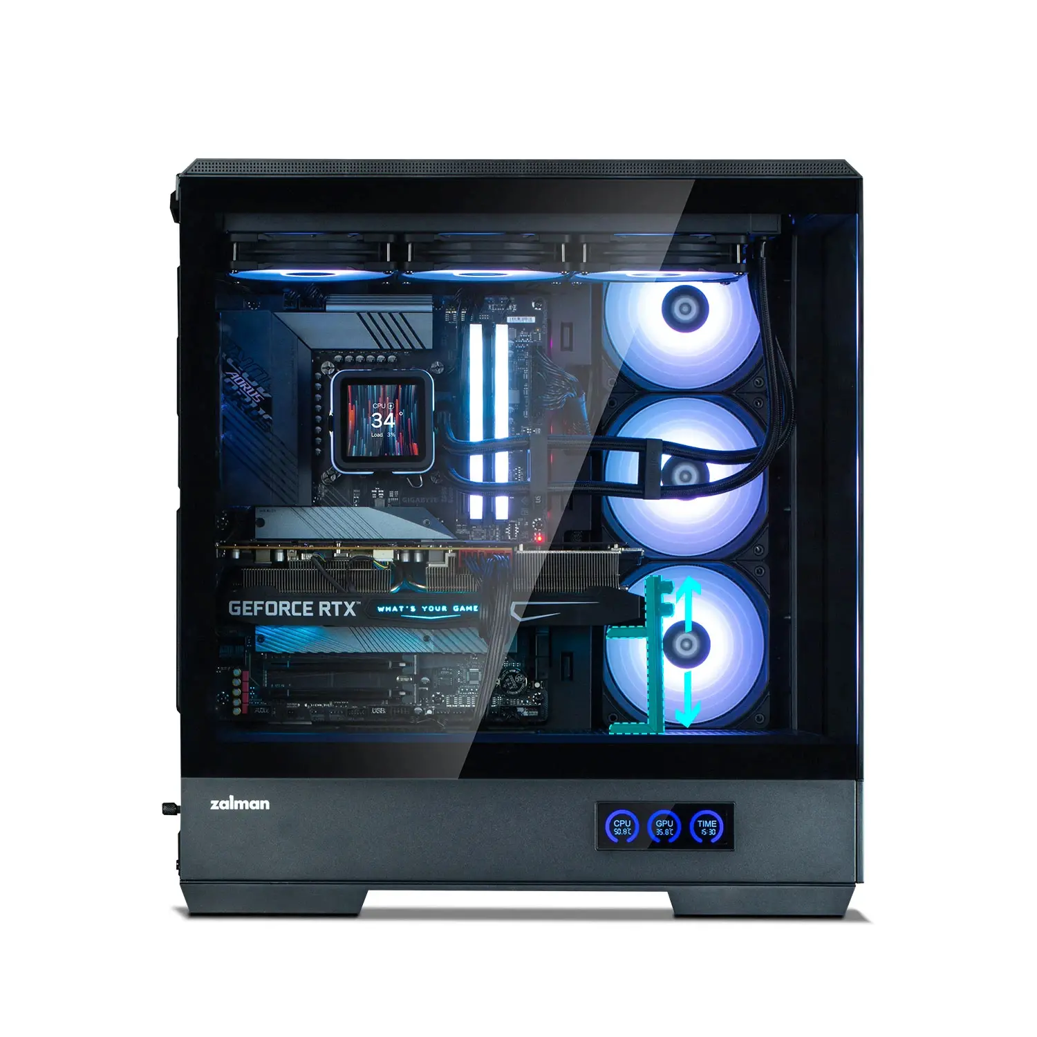 Zalman кутия Case ATX - P50 DS Black - Digital Display, Addressable RGB - image 16