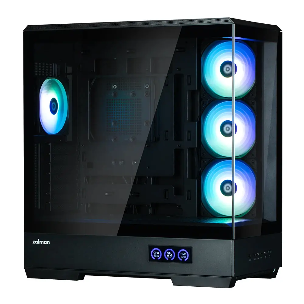 Zalman кутия Case ATX - P50 DS Black - Digital Display, Addressable RGB - image 2
