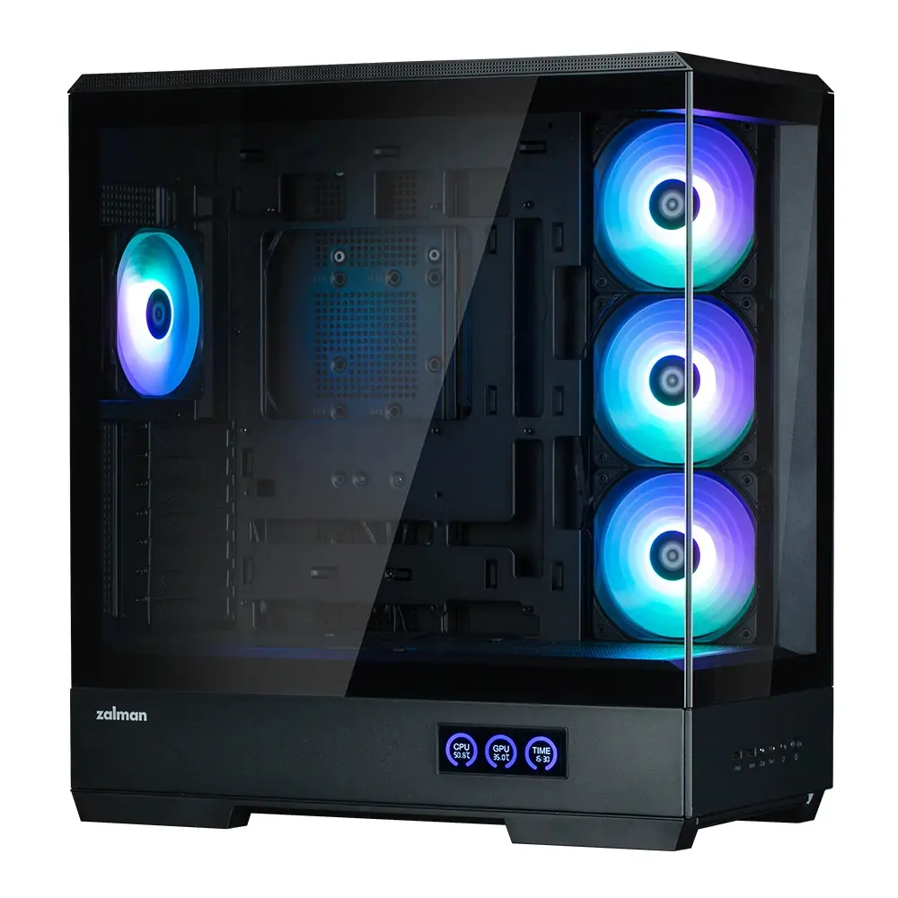 Zalman кутия Case ATX - P50 DS Black - Digital Display, Addressable RGB - image 3