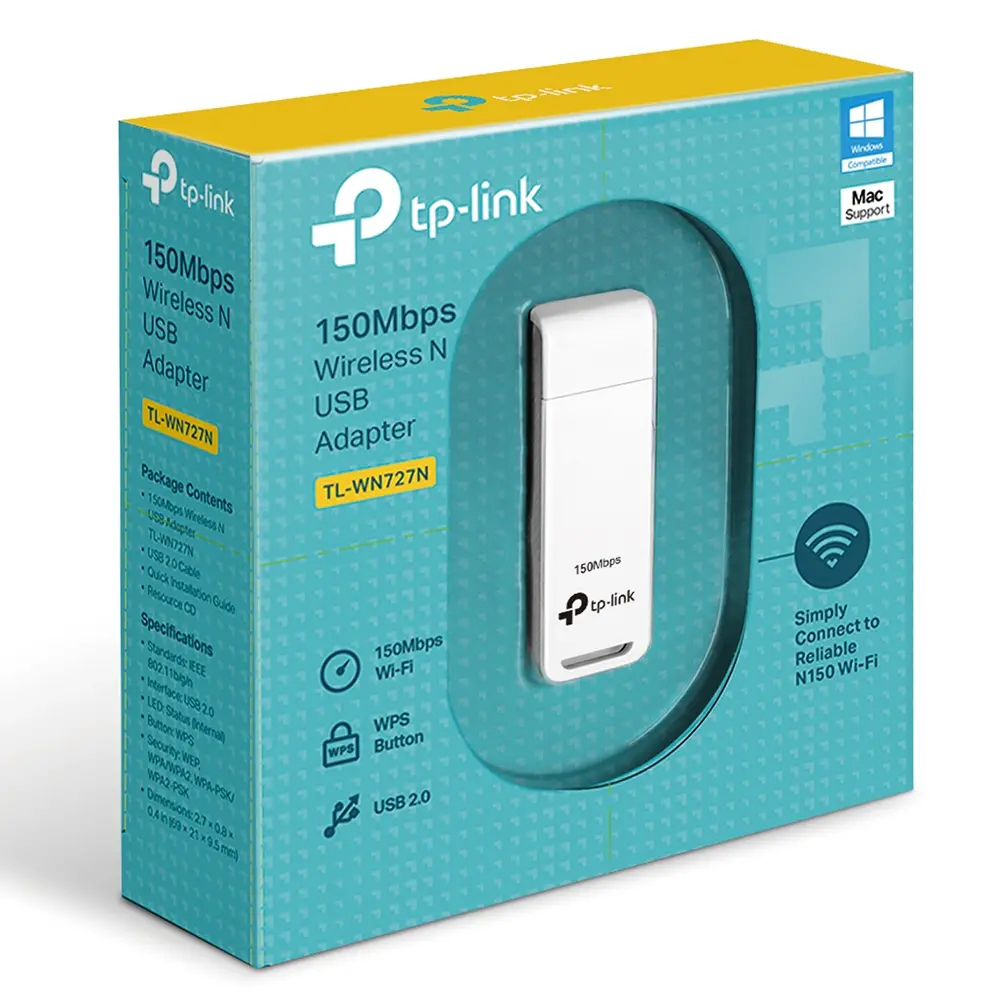 Безжичен адаптер TP-LINK TL-WN727N, N150, USB2.0, 2.4GHz, 802.11n/g/b,WPS Button - image 3