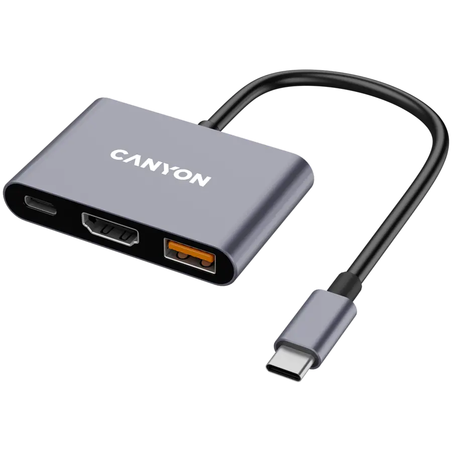 CANYON hub DS-4 3in1 USB-C γκρι