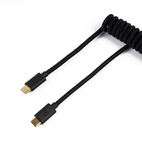 Кабел за клавиатура Keychron Coiled Aviator Custom USB Cable, USB-C - USB-C, Черен - image 1