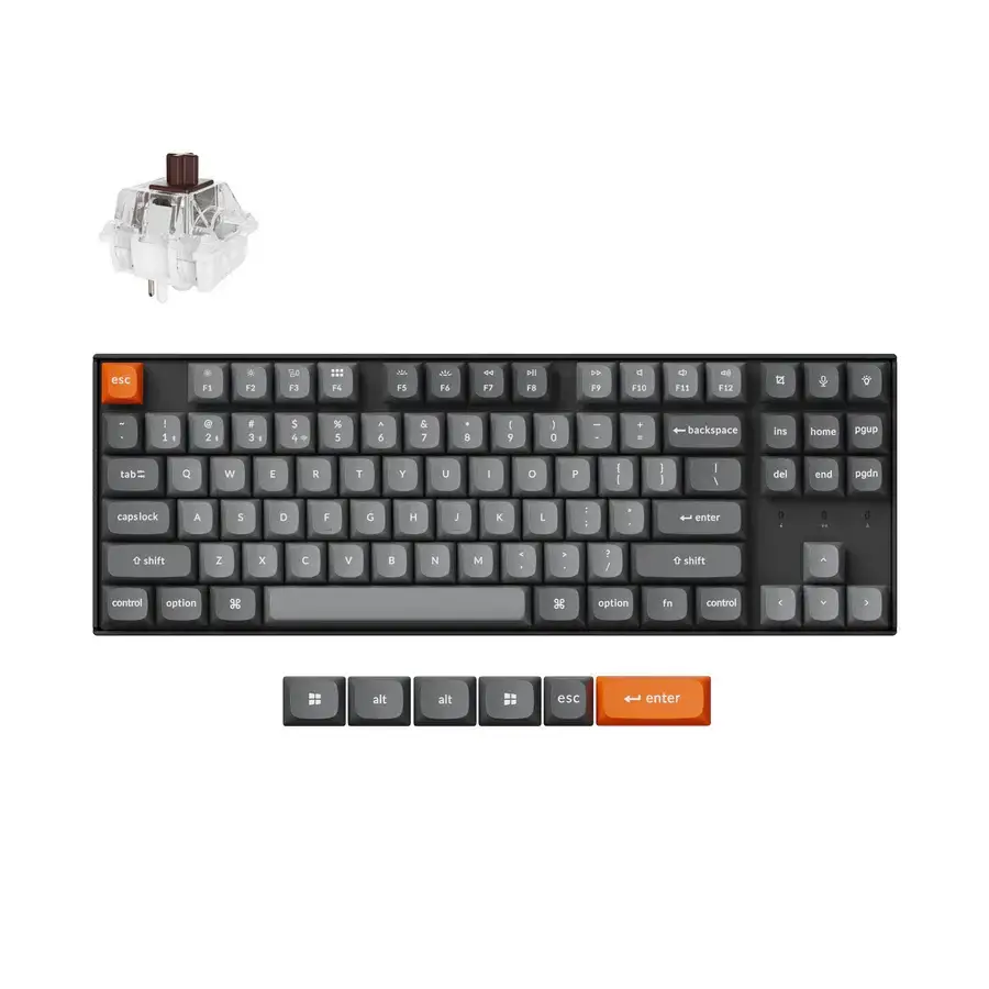 Μηχανικό πληκτρολόγιο Keychron K8 Max QMK/VIA TKL - Keychron Super Brown Switch, RGB Backlight