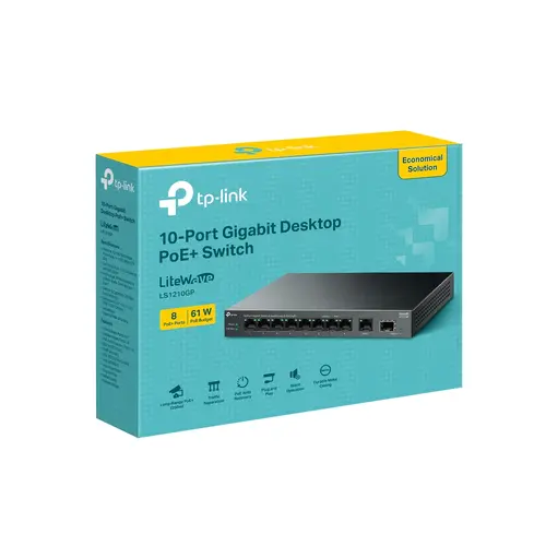 Switch TP-Link LS1210GP, 8x1Gb PoE+, 1x1Gb, 1GbxSFP - 4