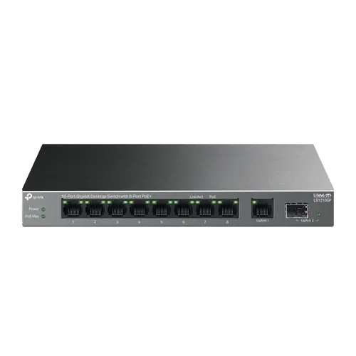 Switch TP-Link LS1210GP, 8x1Gb PoE+, 1x1Gb, 1GbxSFP - 1