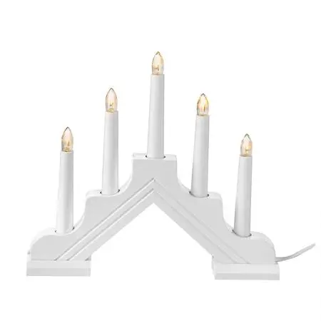 Sfeșnic alb din lemn cu iluminare LED