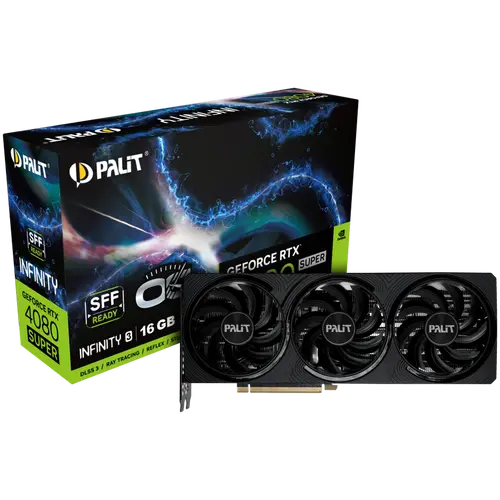 Palit GeForce RTX 4080 SUPER Infinity 3 OC, 16GB GDDR6X, 256 bit, 1x HDMI 2.1a, 3x DP 1.4a, 3 Fan, 1x 16-pin power connector, PCI-E 4.0, 294 x 116 x 49.5 mm, recommended PSU 850W, NED408SS19T2-1032S