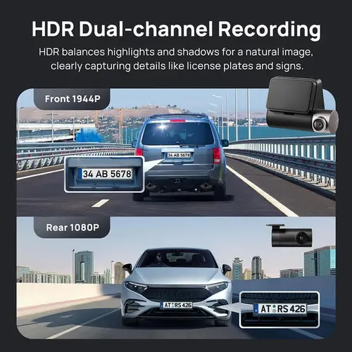 70mai Видеорегистратор Dash Cam HDR Set A510-1, Rear Cam included - image 6