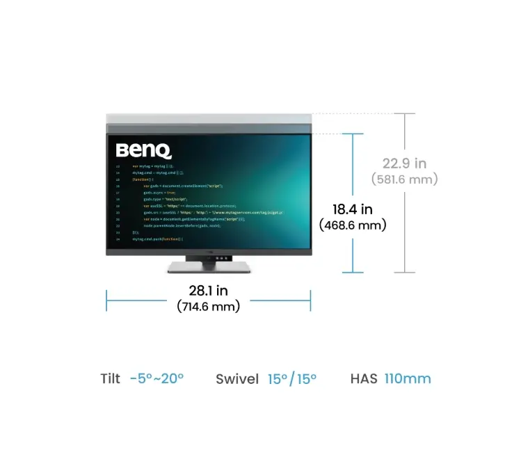 Монитор, BenQ RD320U 31.5" IPS, 3:2, 3840x2160, 5ms, Nano Matte, 98% P3, HDR 400, MoonHalo, B.I. Gen2, KVM Switch, DualView Plus, PIP/PBP, 2000:1, 2x HDMI 2.0, DP 1.4 x1, USB-C 90W x1, USB HUB, Speakers 2Wx2, Height Adj. Stand 110 mm, Display Pilot 2, 7.3 kg - image 7