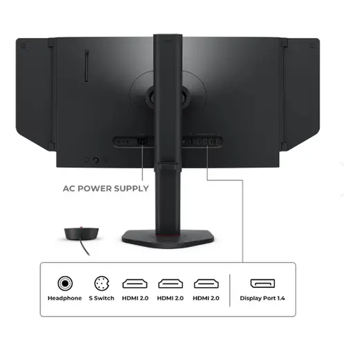 Монитор, BenQ ZOWIE XL2566X+, 24.1", 400Hz, FHD FAST TN, For Esports, CS2, Valorant, DyAc 2, Shield, S Switch, Black eQualizer, Color Vibrance, LBL, Flicker-free, K Locker, XL Setting to Share, 3x HDMI (2.0), DP (1.4), 3.5 Jack, Swivel, Tilt, Height adj. 155mm - image 5