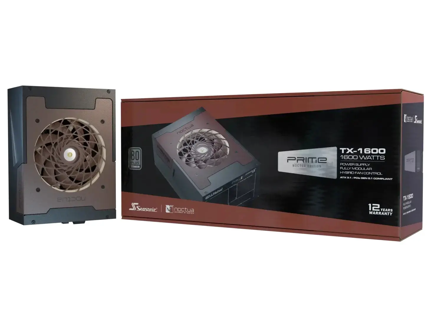Seasonic захранване PSU ATX 3.1 1600W Titanium PCIe Gen 5 - PRIME NOCTUA EDITION TX-1600 - SSR-1600TR2-NE - image 14
