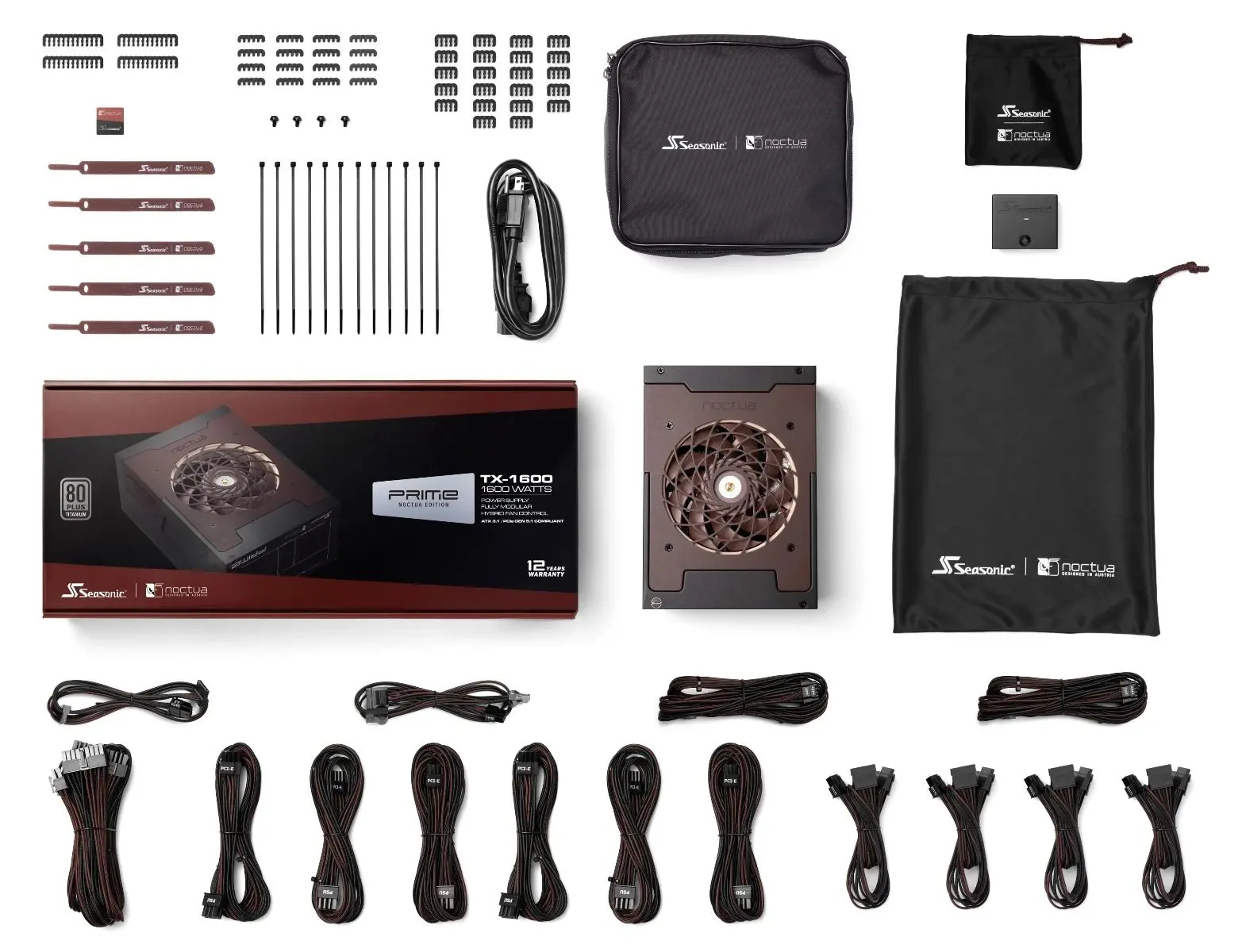 Seasonic захранване PSU ATX 3.1 1600W Titanium PCIe Gen 5 - PRIME NOCTUA EDITION TX-1600 - SSR-1600TR2-NE - image 26