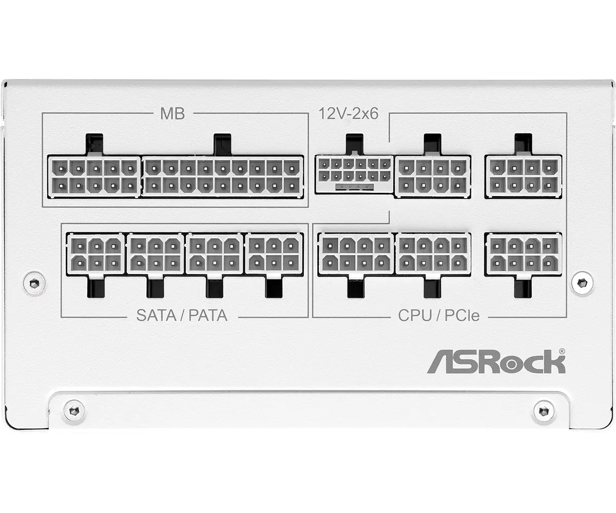 Asrock SL-1000GW, 1000W, 80 Plus GOLD, Fully Modular PSU, Japanese Capacitors, 2x EPS 12V CPU(4+4pin), 1x PCIe5.1 (12+4pin), 3x PCIe (6+2pin), 3x 4-pin connectors, 9x SATA, OCP, SCP, OVP, UVP, OTP, OPP protections, 135 mm Axial Fan, ATX 3.1, White - image 2