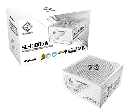 Asrock SL-1000GW, 1000W, 80 Plus GOLD, Fully Modular PSU, Japanese Capacitors, 2x EPS 12V CPU(4+4pin), 1x PCIe5.1 (12+4pin), 3x PCIe (6+2pin), 3x 4-pin connectors, 9x SATA, OCP, SCP, OVP, UVP, OTP, OPP protections, 135 mm Axial Fan, ATX 3.1, White - image 5