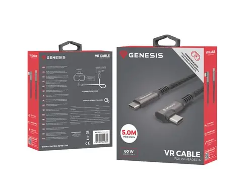 Кабел, Genesis Cable USB-C M/M 3.1 GEN 2, 10GB/S PD60W VR, 5m, Black - 6