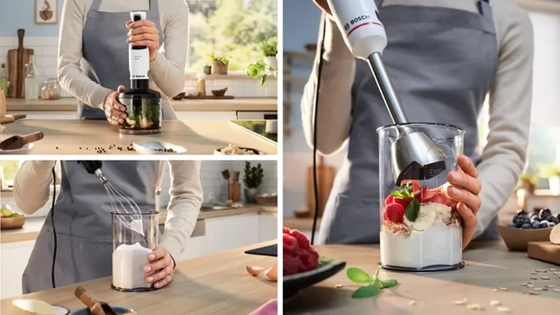 Пасатор, Bosch MSM4W421, SER4, Blender, ErgoMaster, 800 W, Dynamic Speed Control, QuattroBlade System, Included Blender, Chopper, Stainless steel whisk & Measuring cup, White - image 3