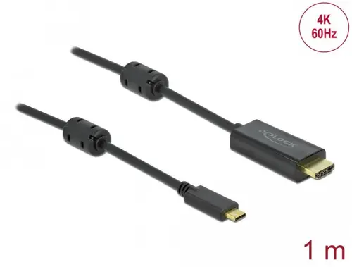 Кабел Delock USB-C - HDMI (DP Alt Mode) 4K 60 Hz, 1 m, Черен - image 1