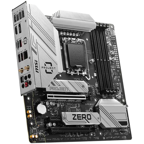 MSI B760M PROJECT ZERO, mATX, Socket LGA 1700, Dual Channel DDR5 7800+(OC)MHz, 2x PCIe x16 slots, 2x M.2 slots, 1x HDMI, 1x DP, 4xUSB 2.0, 3xUSB 10Gbps Type A, 1xUSB 20Gbps Type C, 7.1 HD Audio, 2.5Gbps LAN - image 1