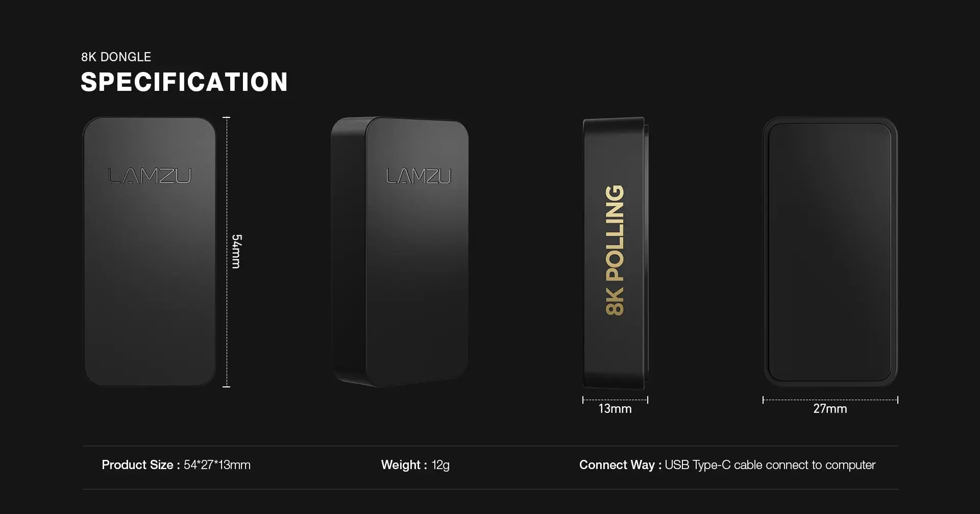 Lamzu receptor pentru mouse 8K DONGLE - Alb - image 7