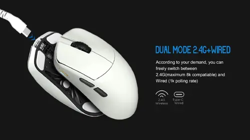 Lamzu επαγγελματικό gaming ποντίκι MAYA X 8K - ασύρματο gaming ποντίκι - λευκό - 7