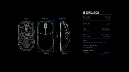 Lamzu mouse gaming profesional MAYA X 8K - Mouse gaming wireless - Negru - 18
