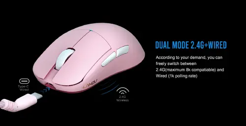 Lamzu професионална геймърска мишка ATLANTIS MINI [Champion Edition] 1K (8K compatible) - Wireless Gaming Mouse - Light Pink - image 7