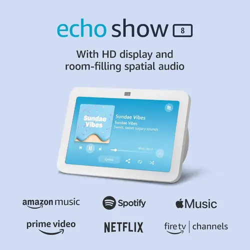 Смарт тонколона Amazon Echo Show 8 (Gen 3), Сензорен екран, Гласов асистент, Бял - image 1