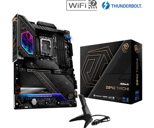 ASROCK MB Desktop Z890 Taichi, S1851, 4x DDR5, 1x PCIe 5.0 x16, 1x PCIe 4.0 x4, 1x Blazing M.2, 5x Hyper M.2, 4x SATA3, 3x USB-C, 12x USB 3.2, 6x USB 2.0, 2x RJ-45 2.5GB / 5GB Lan, 802.11ax Wi-Fi 7 + Bluetooth 5.4, 1x SPDIF, ATX - image 3