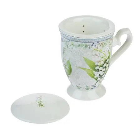 Ceașcă din porțelan pentru cafea/ceai și linguriță - Lăcrămioară - 2