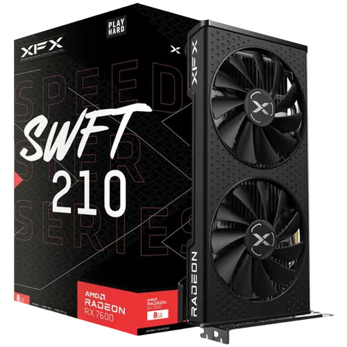 XFX SPEEDSTER SWFT210 RADEON RX7600 CORE Gaming Graphics Card with 8GBGDDR6 HDMI 3xDP, AMD RDNA™ 2