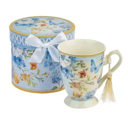 Ceașcă din porțelan pentru cafea/ceai - Flori și fluturi - 2