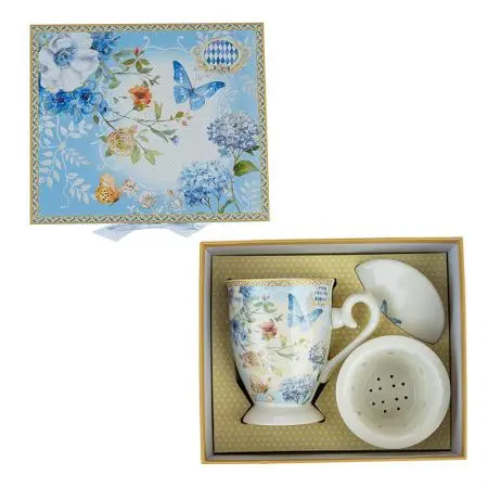 Ceașcă din porțelan pentru cafea/ceai - Flori și fluturi - image 4