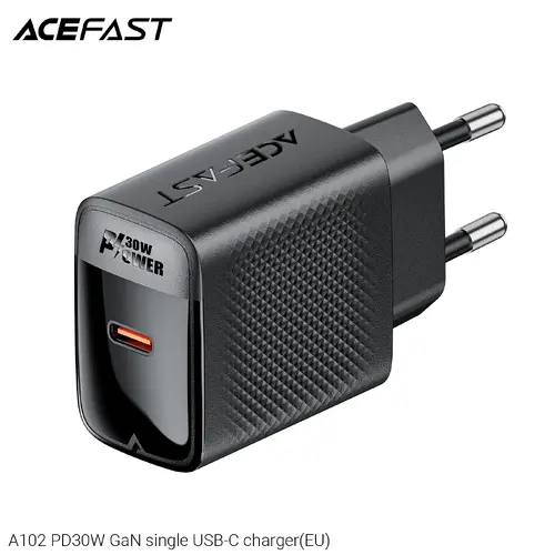 Acefast Универсално зарядно за стена Charger Wall GaN PD30W - A102 - USB-C x 1, Black - image 1