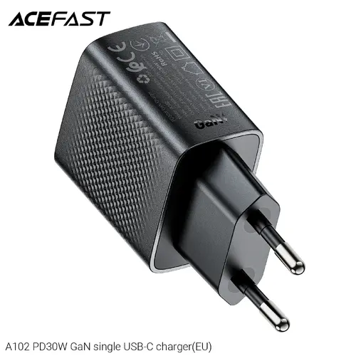 Acefast Универсално зарядно за стена Charger Wall GaN PD30W - A102 - USB-C x 1, Black - image 3