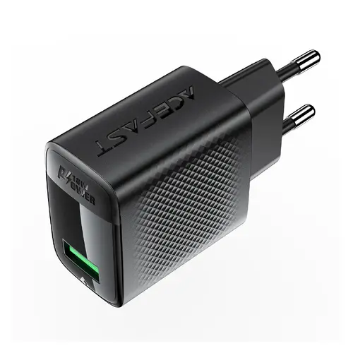 Acefast Универсално зарядно за стена Charger Wall GaN Quick Charge 18W - A90 - USB-A x 1, Black - image 4