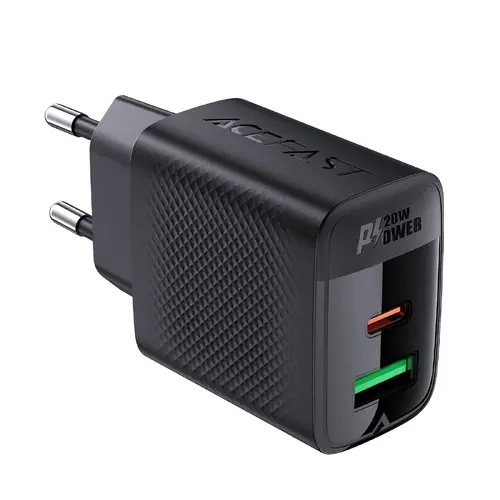 Acefast Универсално зарядно за стена Charger Wall GaN PD 20W - A78 - USB-C x 1, USB-A x 1, Black - image 2