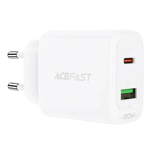 Acefast Универсално зарядно за стена Charger Wall GaN PD20W - A25 - USB-C x 1, USB-A x 1, White - image 1